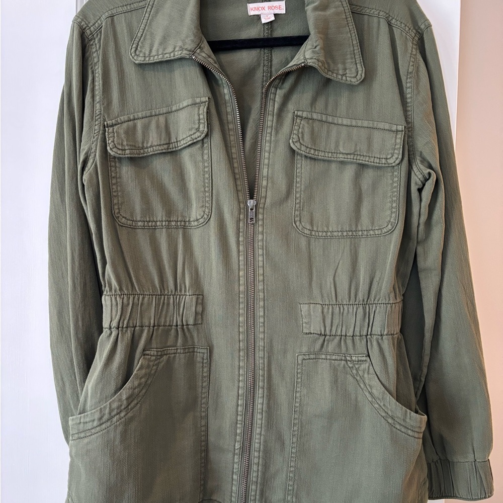 Knox Rose Olive Collared Anorak - 100% Cotton - Size Small